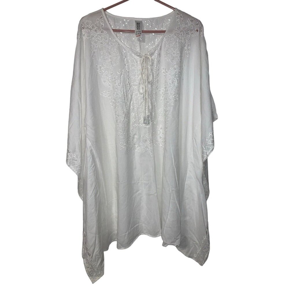Beach To Beach India Resort Wear Beach Swim Cover-Up Top Smock White Size 16/18